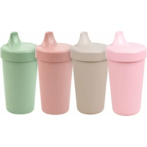 Re-Play Spill-Proof Sippy Cups for Toddlers - Kids Reusable 10 Oz Set of 4, Dishwasher & Microwave Safe, Made in USA, Desert Roses