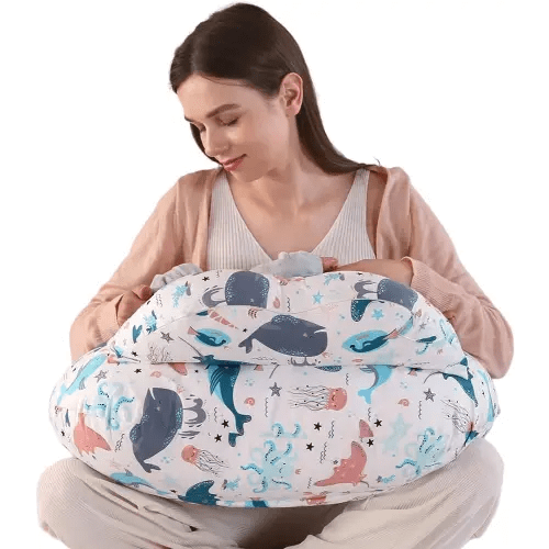 BATTOP Nursing Pillow for Breastfeeding, Feeding Pillow with Adjustable Waist Strap, Removable Slipcover, Breastfeeding Pillows for More Support for Mom, Plus Size, Extra Pillow on Top