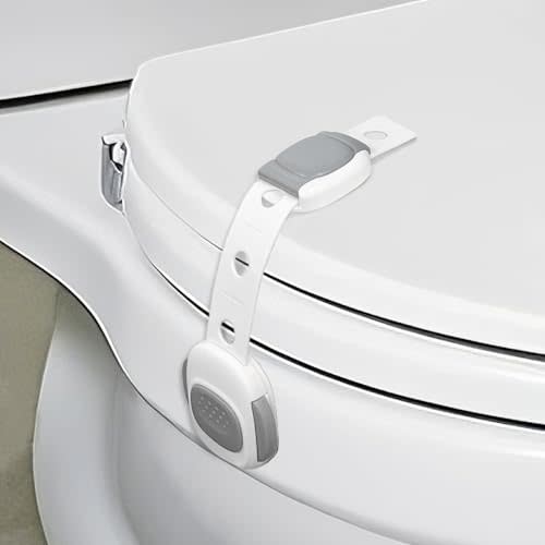 Baby Proof Toilet Lock - Child Safety Cabinet Locks for Toilet Seat, Drawers, Fridge, Doors | Easy Install with Strong 3M Adhesive | Non-Toxic & Adjustable Strap for Toddler & Pet Safety