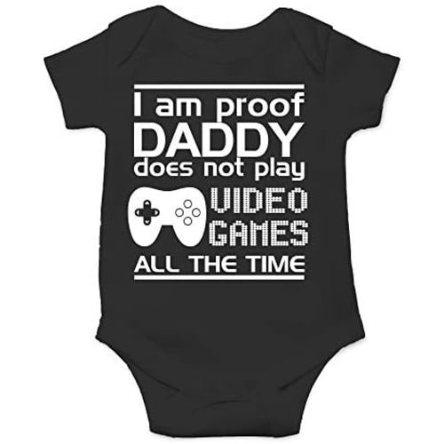 CBTwear Proof Daddy Does Not Play Video Games All the Time - Baby Clothes - Funny Newborn Bodysuit Outfits for Boys and Girls