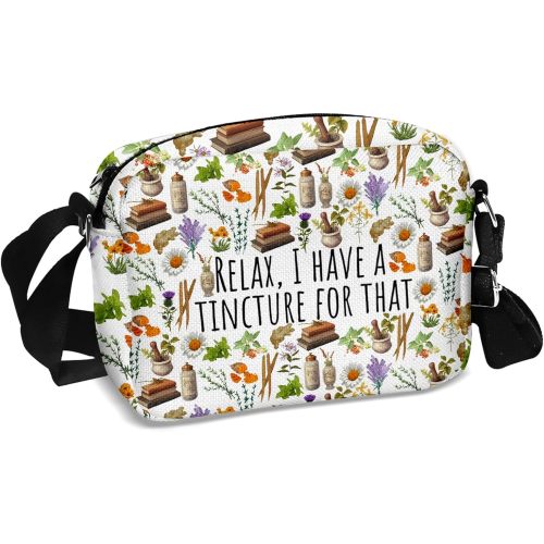 MAOFAED Mystical Herbs Theme Crossbody Bag for Herbalist, Herbalism Studies Present, Relax I Have A Tincture for That