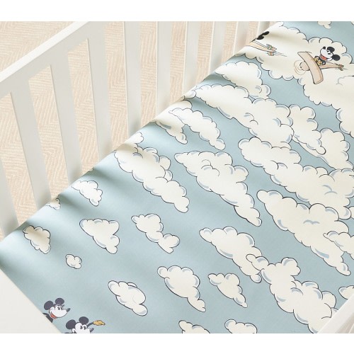 Disney Home x Sanderson Mickey Mouse Clouds Picture-Perfect Organic Crib Fitted Sheet