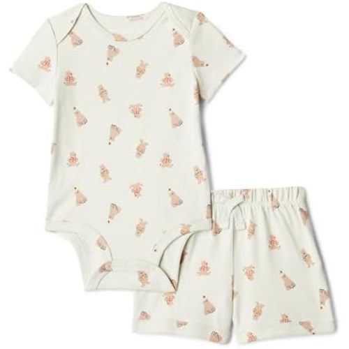 Amazon Essentials Unisex Toddlers' Short Sleeve Bodysuit and Short Set