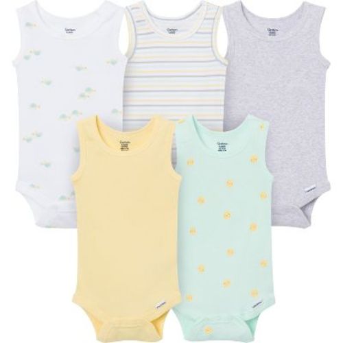 Gerber Baby Neutral 5-Pack Sleeveless Bodysuits, Yellow Sunshine, 6-9 Months