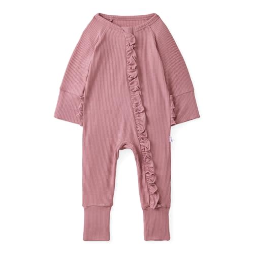 Little Sleepies Ruffle Zippy, Newborn Pajamas, Viscose from Bamboo Baby Pajamas, Girls Preemie Newborn Sleepers, 2-Way Zipper