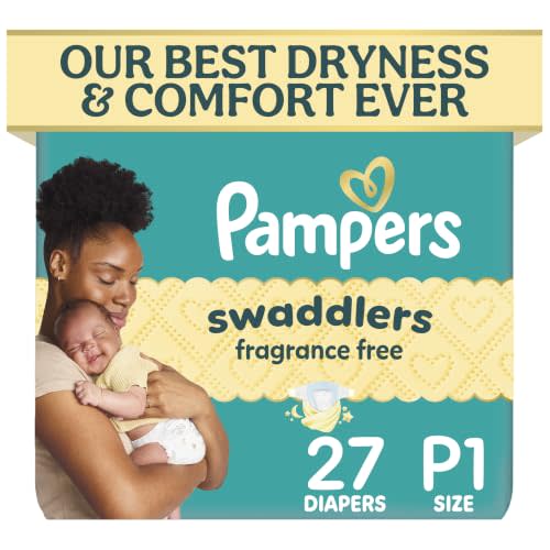 Pampers Swaddlers Diapers, Size p (up to 6 lbs), 27 Count, Fragrance Free, Hypoallergenic, Absorbent, Pediatrician Recommended, Skin Safe