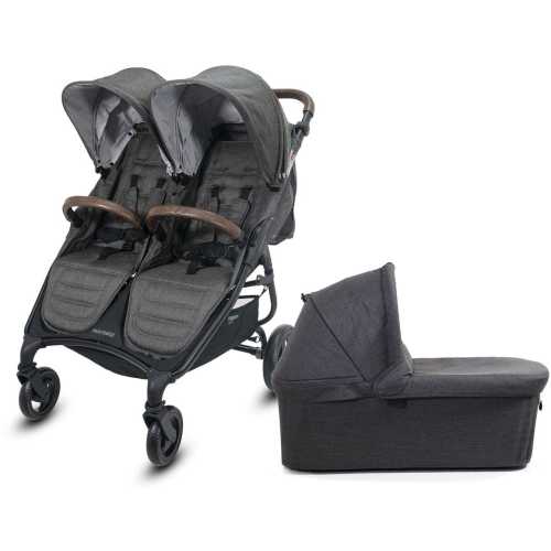 Valco Trend Duo Side by Side Double Stroller + Bassinet Bundle Charcoal / Charcoal