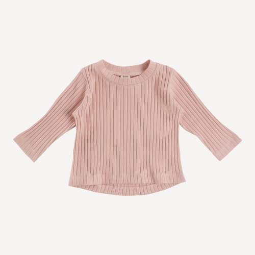 long sleeve essential boxy tee | soft pink | organic cotton wide rib