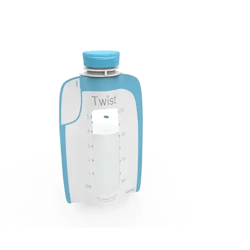Kiinde Twist Pouch Direct-Pump Direct-Feed Twist Cap Breast Milk Storage Bag for Pumping, Freezing, Heating and Feeding, Pre-Sterilized, Breast Feeding Essentials, 6 Ounce, Pack of 20