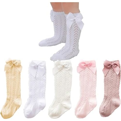 Baby Girls knee high socks Toddler Bow Mesh Breathable Dress Socks Kids Cotton Tube Uniform Stockings