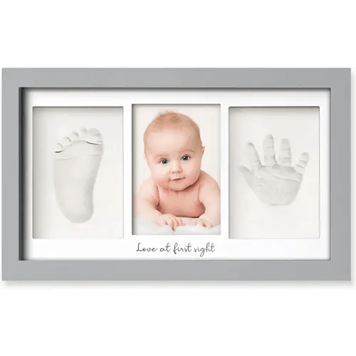 Baby Hand and Footprint Kit - Baby Footprint Kit, Newborn Keepsake Frame, Baby Handprint Kit, Personalized Baby Gifts, Nursery Decor, Baby Shower Gifts for Girls Boys(Cloud Gray)