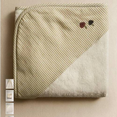 STRIPED MUSLIN HOODED BABY BATH TOWEL