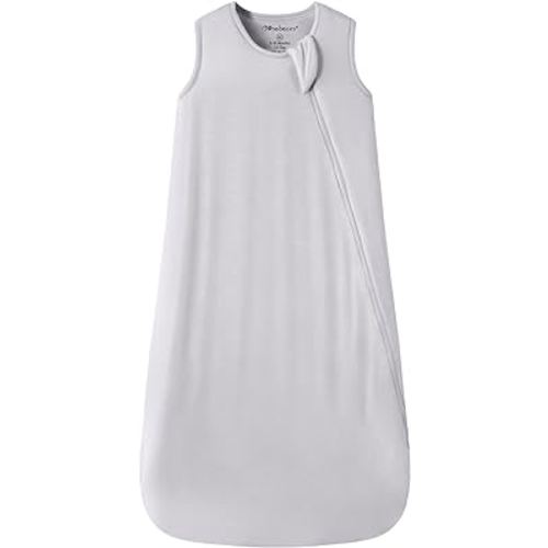 Mosebears Unisex Baby Sleep Sack 1.0 TOG, Supersoft Rayon Made from Bamboo Wearable Blanket with 2-Way Zipper (Light Grey,6-18 Months)