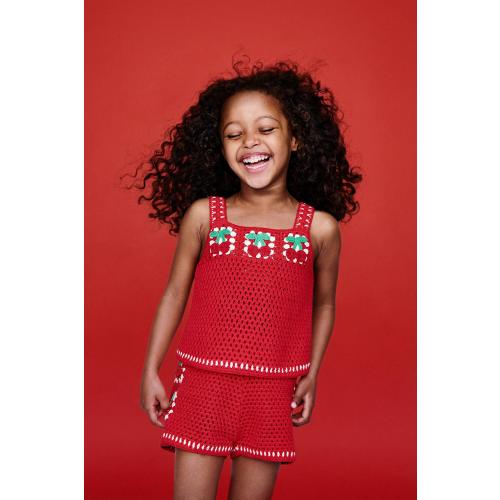CHERRY CROCHET KNIT TOP - Red | ZARA United States