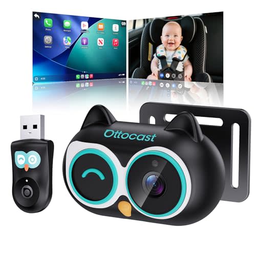 OTTOCAST Cabin Care Car Camera for Baby, Wireless CarPlay Adapter with 1080P Baby Car Camera, HD Night Vision, 150 Wide Angle, Real-Time Rear Seat Monitor, Easy Installation