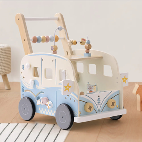 ROBUD Wooden Baby Push Walker - Vacaction Bus