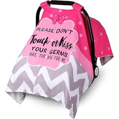 Metplus 2 in 1 Writing Style Baby Car Seat Cover, Car Seat Canopy for Babies, Mom Multiuse Nursing Cover, Minky Baby Carrier Covers, Newborn Boy Girl, Peekaboo Opening