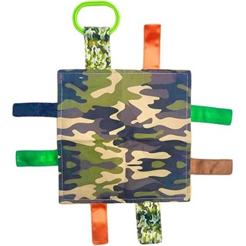Baby Jack & Co 8x8 Hunting Camo Lovey Tag Toys - Baby Crinkle Toys - Crinkle Toys for Baby - Soft & Safe - Learn Shapes & Colors - Ideal Baby Toy - BPA Free w/Stroller Clip