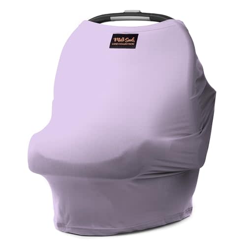 Milk Snob Original 5-in-1 Luxe Nursing Cover in Lavender - Added Privacy Breastfeeding Cover, Car Seat Cover for Carrier, Stroller, High Chair, Shopping Cart, Lounger Canopy, Newborn Essentials