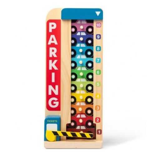 Melissa & Doug Stack & ct Wooden Parking Garage With 10 Cars: Educational Toy Vehicle Playset for Fine Motor Skills