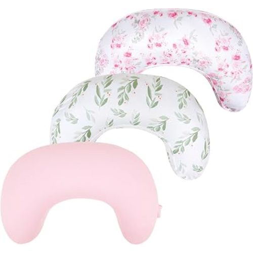 3-Pack Nursing Pillow Cover Compatible with New Boppy Nursing Pillow - Soft Stretchy Microfiber Feeding Pillow Cover, Washable Slipcover for Breastfeeding & Bottle Feeding (Cover Only)