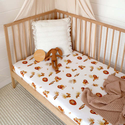 Lion Organic Fitted Baby Cot Sheet | Snuggle Hunny