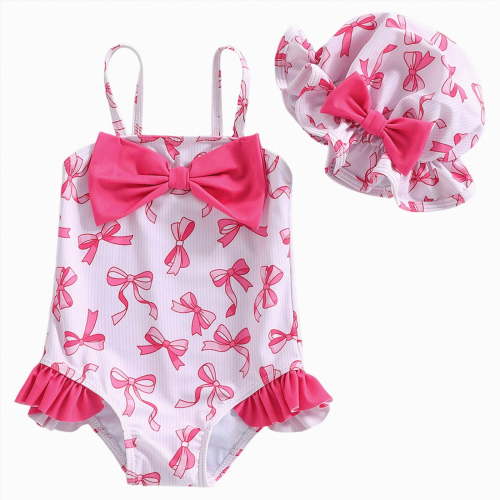 Hessimy Girl Swimsuit One Piece Bathing Suit Square Neck Adjustable Straps Swimwear,Square Neck(Pink,0-3 Months)