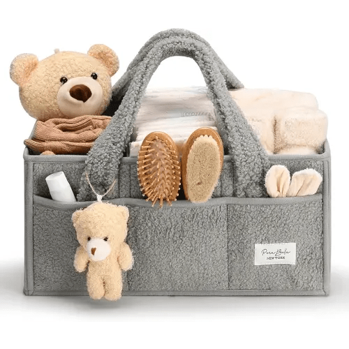 PeraBella Baby Diaper Caddy Organizer with Handle, Boy & Girl Shower Gift Basket, Portable Diaper Storage Basket Bin for Wipes, Newborn Baby Essentials Registry Search Must Haves, Car Caddy Organizer