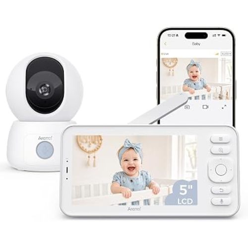 ARENTI Baby Monitor C3 Kit, 3MP WiFi 6 PTZ Camera with 5" Wireless Display