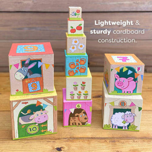 On the Farm Cardboard Stacking & Nesting Cubes - HABA | Maisonette