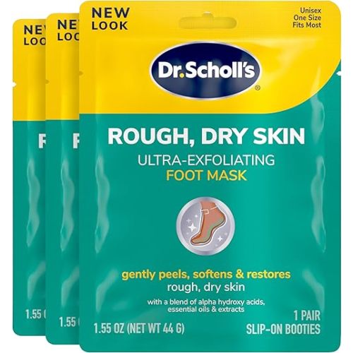 Dr. Scholl's Rough, Dry Skin Ultra Exfoliating Foot Peeling Mask, 3 Pairs Moisturizing Socks Gently Peels and Softens, with Urea, Dry Skin Callus Remover for Feet