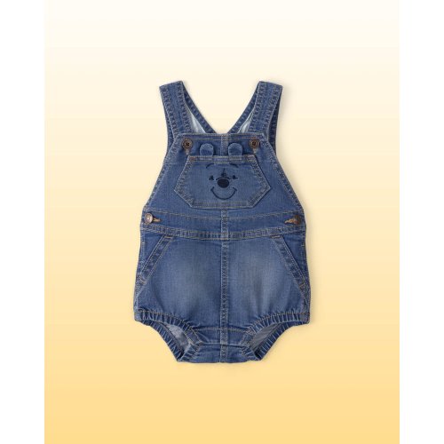 Baby Disney© Winnie the Pooh Embroidered Stretch Denim Bubble Romper - Medium Wash - OshKosh B'gosh | Carter's