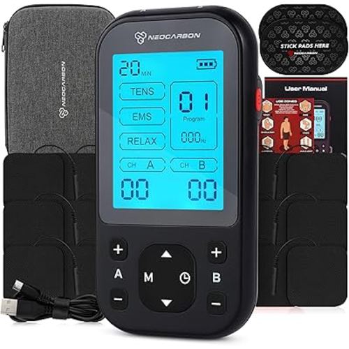 TENS Unit Muscle Stimulator Pro for Back Pain Relief, Shoulder Recovery and Physical Therapy, Electronic EMS Massager Machine with PMS Pulse for Effective Shock Therapy, Black