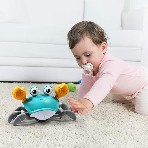 Escape Crawling Baby Crab Toy, Tummy Time Baby Toys, Sensing Interactive Walking Dancing with Music Sounds & Lights, Infant Fun Birthday Toddler Boy Girl Pet Dog（Rechargable）