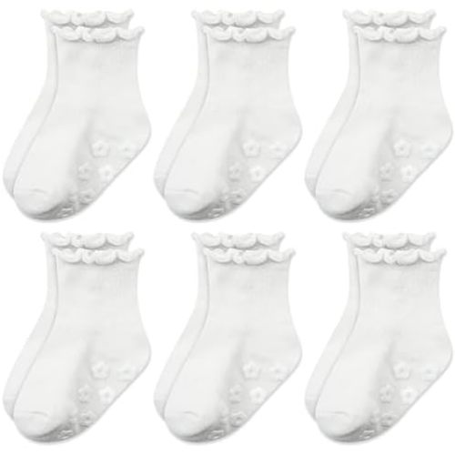 Mother's Choice Organic Cotton Blend Baby Socks 6 Pairs – Non-Slip Grip Socks for Infants & Toddlers, Soft Breathable