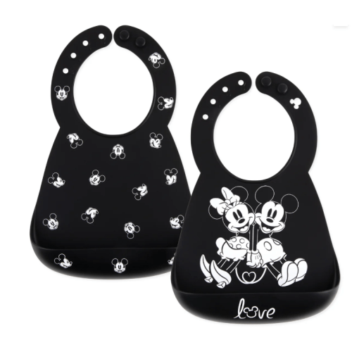 Silicone Bib 2 Pack: Mickey and Minnie Mouse