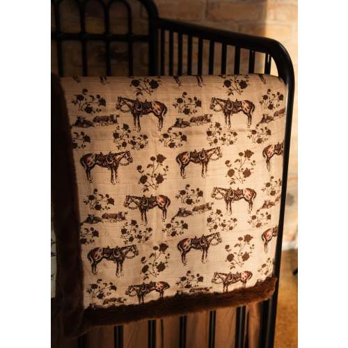 Prairie Rose Bamboo Muslin/Minky Blanket