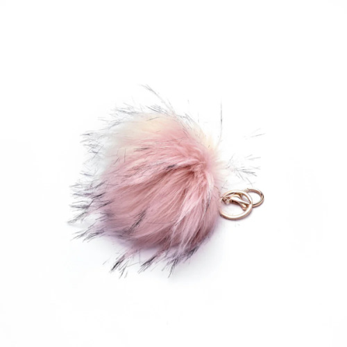 Happ Brand Faux Fur Pouf Bag Charm in Rose