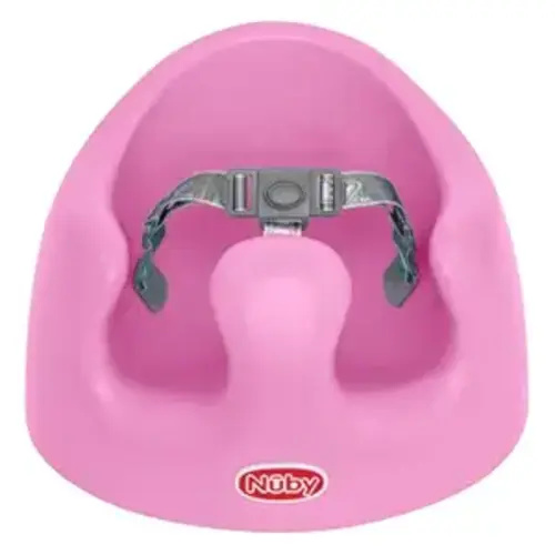 Nuby My Floor Seat - Portable Baby Chair with Soft Foam Cushion, Safety Harness, and High Back Design - 4+ Months - Pink