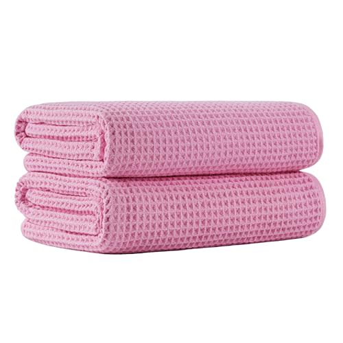 MICROFI New Microfiber Waffle Bath Towels, 2 Pieces, Oversized, Soft, Absorbent, Fast Drying, Lint Free 430 GSM (30''x60''/76cm x 152cm)