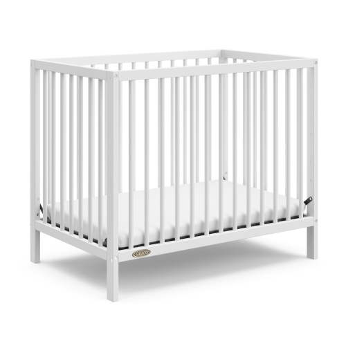 Graco Teddi 4-in-1 Convertible Mini Crib, White, Solid Pine Wood, Adjustable Mattress