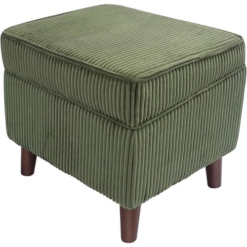FAGAGA Storage Ottoman with Adjustable Lid, Soft Step Stool, Footrest and Seat, Ottoman Foot Rest for Living Room, Bedroom, Dorm, Green