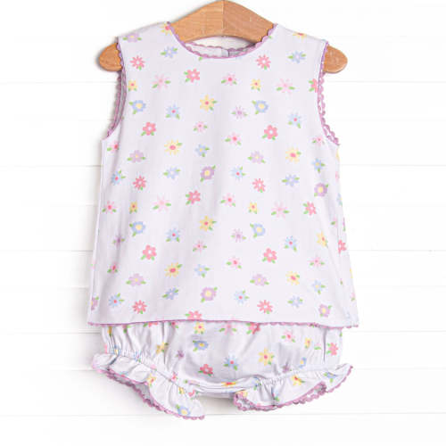 Stitchy Fish Petite Petals Diaper Set