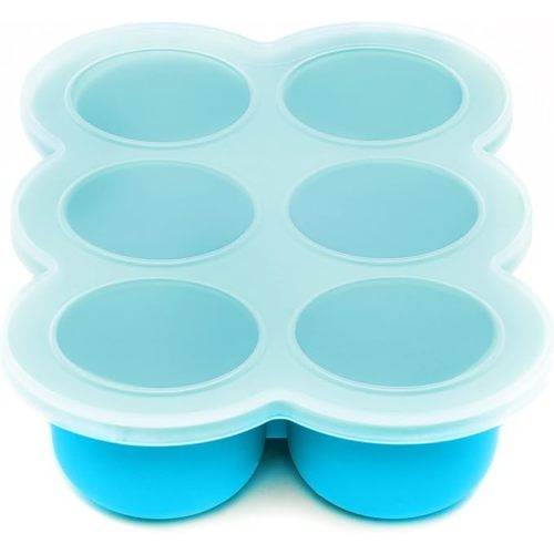 WeeSprout Silicone Freezer Tray with Clip on Lid Perfect Food Storage Container for Homemade Baby Food, Vegetable, Fruit Purees, and Breast Milk (Bright Blue, Six 3 Ounce Sections)