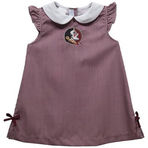 Florida State Seminoles Vive La Fete Infant Girls Mini Check Pattern A-Line Dress - Scarlet