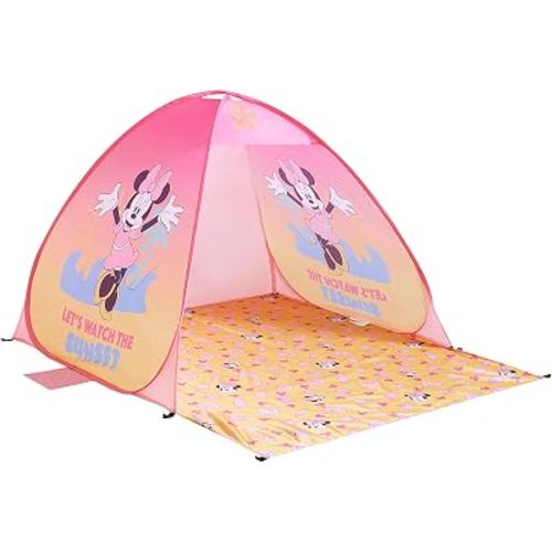 Disney Minnie Mouse Pop Up Tent for Kids, Outdoor Portable Play Tent with UV Sun Shade, Easy Setup Beach & Backyard Shelter, Includes Carry Bag, Lightweight Kids Outdoor Playhouse & Shade Canopy