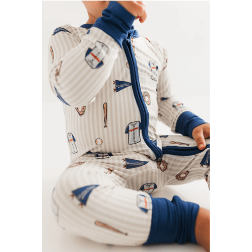 Blue Baseball Zipper Romper – In My Jammers