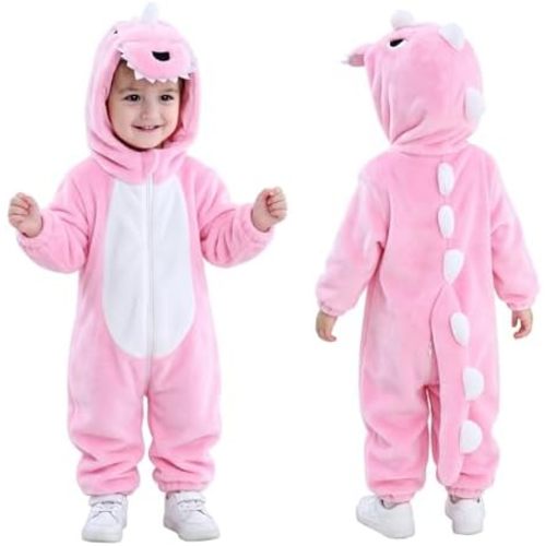TONWHAR Infants & Toddlers Animal Costume for Halloween & Playwear - Dinosaur Tiger Hooded Romper Jumpsuit for Baby Boy Girl