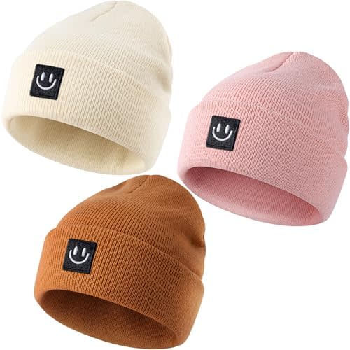 3 Packs Baby Beanie Cute Toddler Beanies Kids Winter Hat Boys Girls Warm Knit Hats Infant Beanie for 0-8 Years
