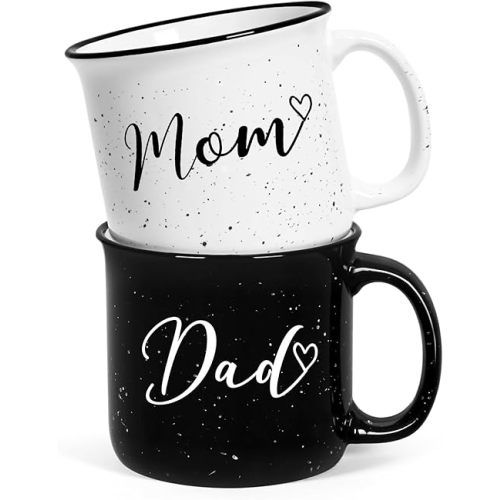 YHRJWN New Parents Mugs Set - Mom & Dad Gifts for Couples, Perfect for Mothers Day, Fathers Day & Christmas, 15 Oz Each